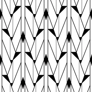 Art Deco pattern. Vector black white background. Luxury seamless ornament Stock Illustration