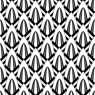 Art Deco pattern. Vector black white background. Luxury seamless ornament Stock Illustration