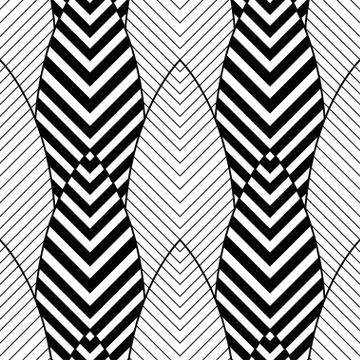 Art Deco pattern. Vector black white background. Luxury seamless ornament Stock Illustration