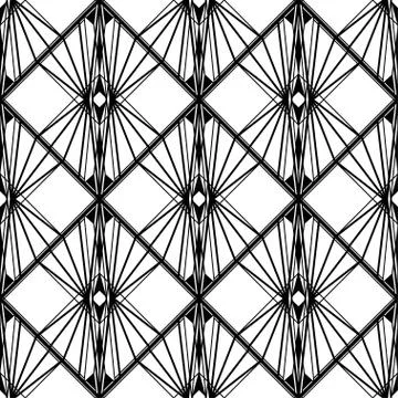Art Deco pattern. Vector black white background. Luxury seamless ornament Stock Illustration