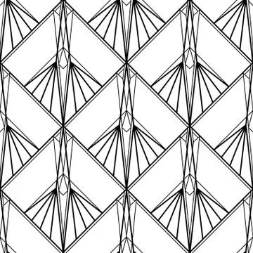 Art Deco pattern. Vector black white background. Luxury seamless ornament Stock Illustration