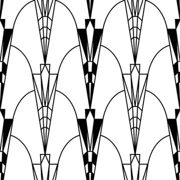 Art Deco pattern. Vector black white background. Luxury seamless ornament Stock Illustration