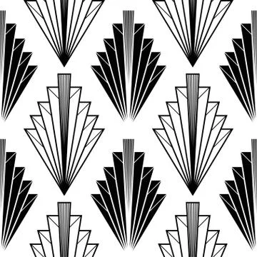 Art Deco pattern. Vector black white background. Luxury seamless ornament Stock Illustration