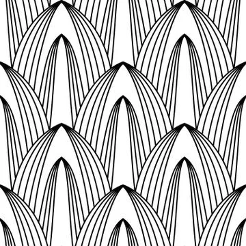 Art Deco pattern. Vector black white background. Luxury seamless ornament Stock Illustration