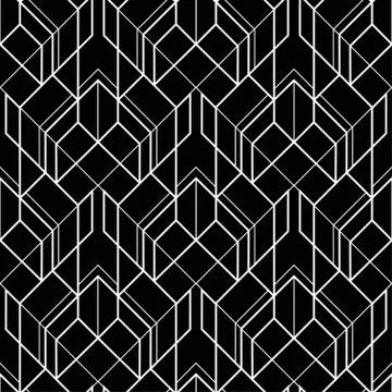 Art Deco pattern. Vector black white background. Luxury seamless ornament Stock Illustration