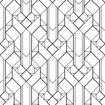Art Deco pattern. Vector black white background. Luxury seamless ornament Stock Illustration