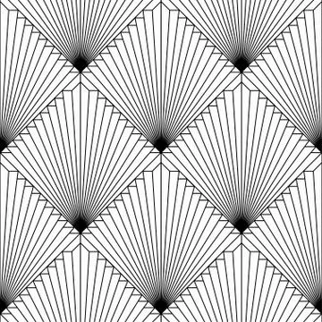 Art Deco pattern. Vector black white background. Luxury seamless ornament Stock Illustration