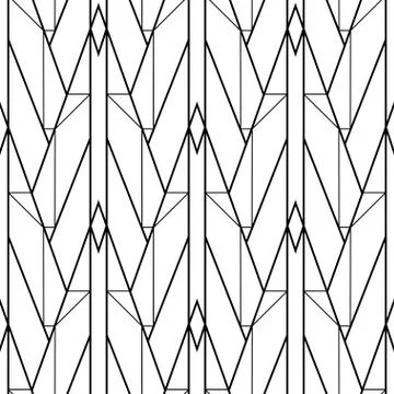 Art Deco pattern. Vector black white background. Luxury seamless ornament Stock Illustration