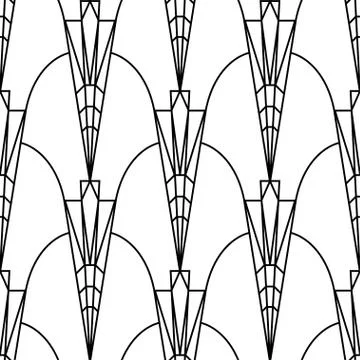 Art Deco pattern. Vector black white background. Luxury seamless ornament Stock Illustration