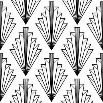 Art Deco pattern. Vector black white background. Luxury seamless ornament Illustrazione stock