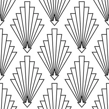 Art Deco pattern. Vector black white background. Luxury seamless ornament Stock Illustration