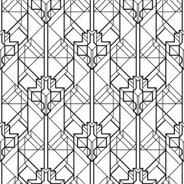 Art Deco pattern. Vector black white background. Luxury seamless ornament Stock Illustration