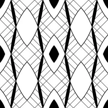 Art Deco Pattern. Vector black white background Stock Illustration