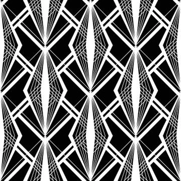 Art Deco Pattern. Vector black white background Stock Illustration