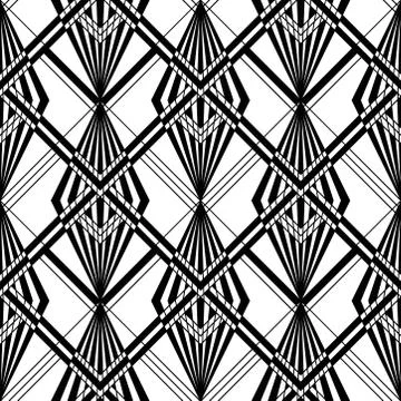 Art Deco Pattern. Vector black white background Stock Illustration