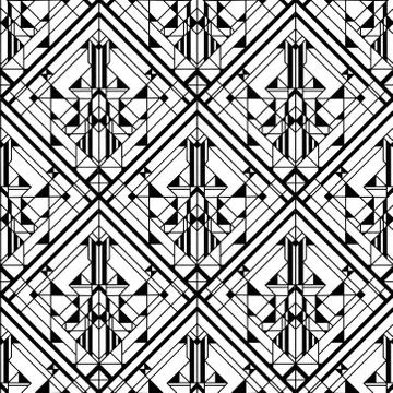 Art Deco Pattern. Vector black white background Stock Illustration