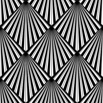 Art Deco Pattern. Vector black white background Illustrazione stock