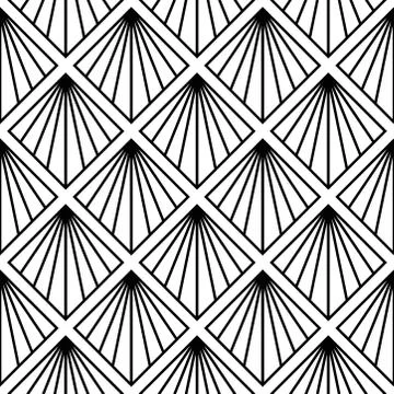 Art Deco Pattern. Vector black white background Stock Illustration