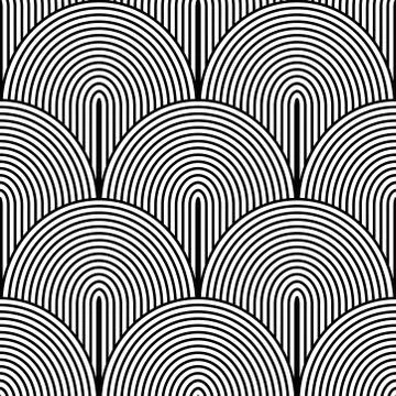 Art Deco Pattern. Vector black white background Stock Illustration