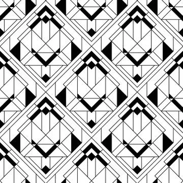 Art Deco Pattern. Vector black white background Illustrazione stock