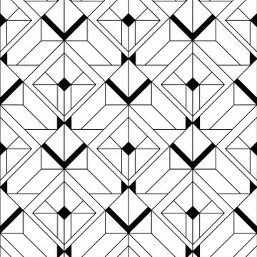 Art Deco Pattern. Vector black white background Stock Illustration