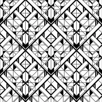 Art Deco Pattern. Vector black white background Stock Illustration