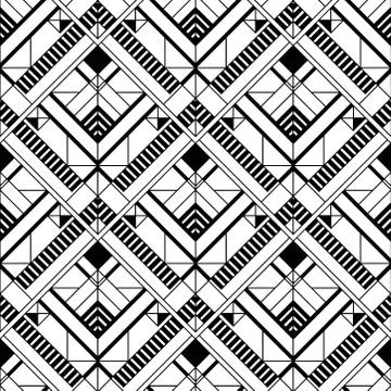 Art Deco Pattern. Vector black white background Stock Illustration