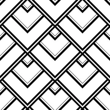 Art Deco Pattern. Vector black white background Stock Illustration