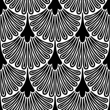 Art Deco pattern. Vector black white background. Luxury seamless ornament Stock Illustration