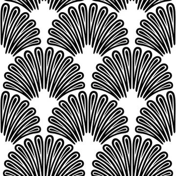 Art Deco Pattern. Vector black white background Stock Illustration
