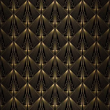 Art Deco Pattern. Vector gold black background Illustrazione stock