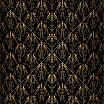 Art Deco Pattern. Vector gold black background Illustrazione stock
