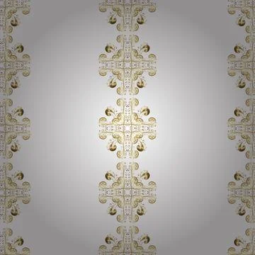 Art Deco Pattern on yellow, neutral and gray colors. Seamless. Vector illustrati 스톡 일러스트