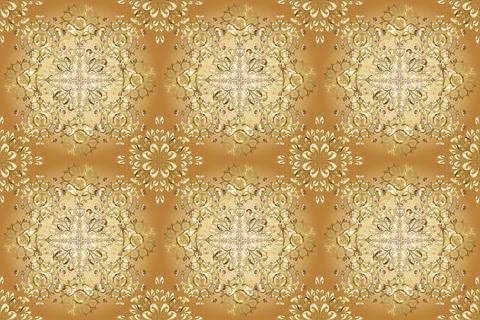 Art Deco Patterns on beige, yellow and brown colors. 1920-30s motifs. Line desig Illustrazione stock