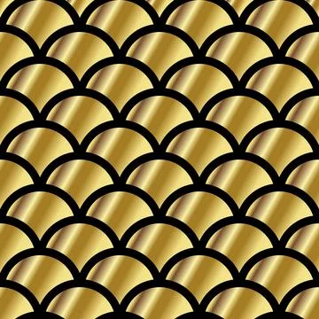 Art Deco Patterns Set. Golden backgrounds. Fan scales ornaments. Geometric .. Illustrazione stock