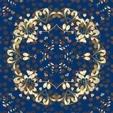 Art Deco Patterns on white, blue and brown colors. Cute backgrounds. Fan scales Illustrazione stock