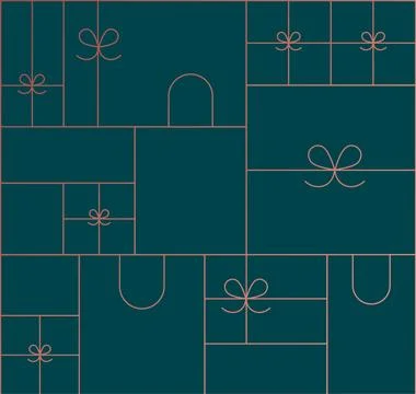 Art deco present box composition linear green blue Ilustración de archivo