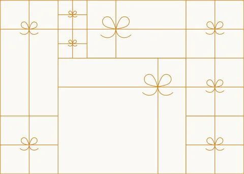 Art deco present box linear composition beige Stock Illustration