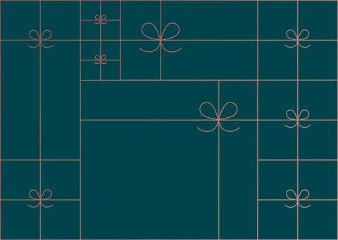 Art deco present box linear composition green blue Ilustración de archivo