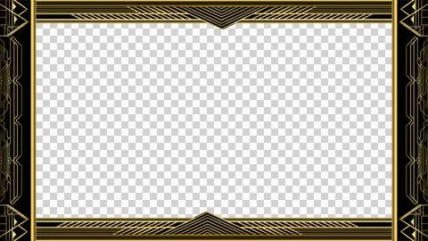 Art Deco rectangular frame is showing gold geometric lines on transparent Ilustração Stock