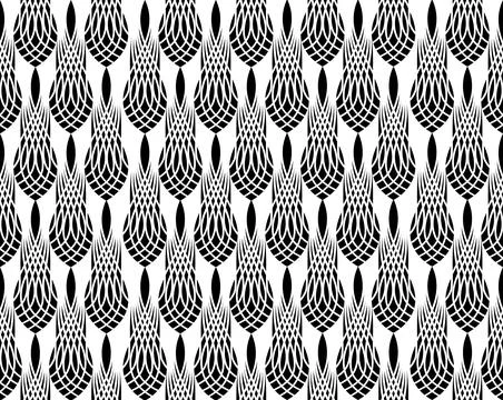 Art deco seamless pattern with black and white abstract line ornament. 스톡 일러스트