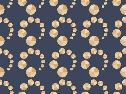 Art Deco seamless pattern with circles in gold tones. Vector illustration. 스톡 일러스트