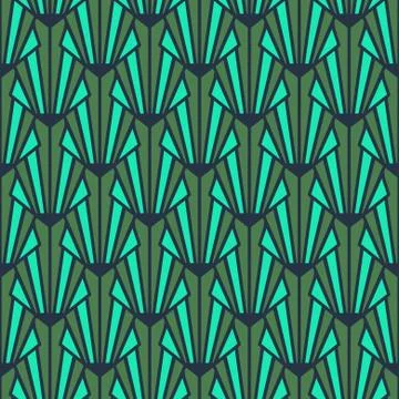 Art Deco seamless pattern emerald green vintage decorative texture. Stock Illustration