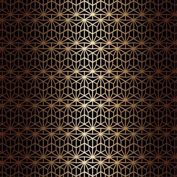 Art deco seamless pattern in gold color on an isolated black background or go Stock Illustration