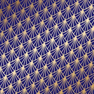 Art deco seamless pattern in gold color on isolated phantom blue background o Ilustración de archivo