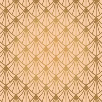 Art deco seamless pattern in gold color on an isolated or gold exclusive back Stock Illustration