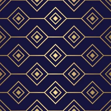 Art Deco seamless pattern with gold squares and lines. Vector luxury surfac.. Stock Illustration