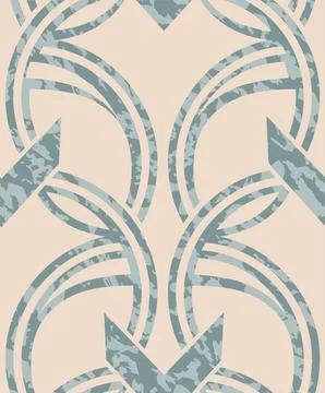 Art deco seamless pattern with grunge marble effect. Retro ornament. Vector Stock Illustration