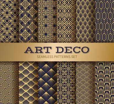 Art deco seamless pattern. Luxury geometric nouveau wallpaper, elegant classic Stock Illustration