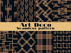 Retro vintage glam 1920s fashion black and gold geometric pattern art deco  Wrapping Paper by IamTrending